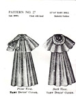 Carter Craft Doll House Pattern #27 1890's Cloak With Hood Baby Doll 12" - 14"