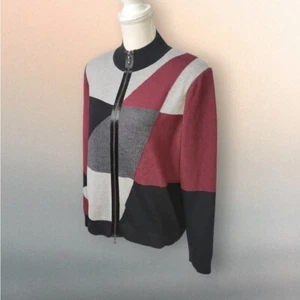 St John L Large Knits Santana Wool Knit Cardigan Geometric Sweater NWT MSRP $695 - Picture 1 of 13
