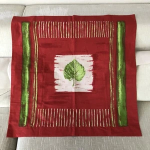 Vibrant Red Lime Modern Leaf to Stripe Cotton ELVE’ France Euro Sham NWOT - Picture 1 of 10
