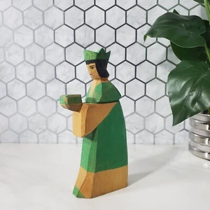 Vintage Ostheimer King Green Wooden Figurine - Picture 1 of 12
