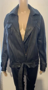 Levis Black Leather Jacket Size Large Ladies - Picture 1 of 24