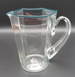 Brocca caraffa vetro di Murano firmata Alberto Striulli Verte Arte - bordo acquamarina - Foto 1 di 7