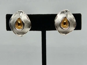 Sylvsmidja Voss EARRINGS Clip On Sterling Silver & Gold Plate Norway - Picture 1 of 8