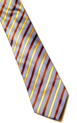 Corbata a Rayas XMI Platino Hecha a Mano Azul Seda y Dorado 3 1/2" por 60" Nueva Foto 1 de 4