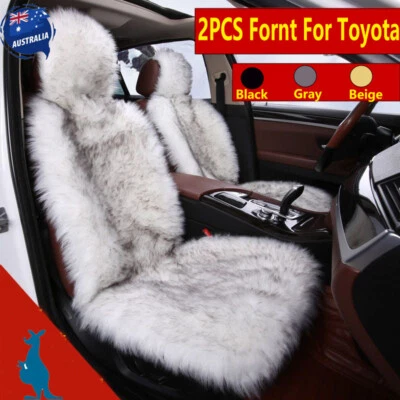 Fuzzy Faux Sheepskin Wool Fur Car Seat Cover for Toyota Mark X110 Front Cushion - image 1 of 4