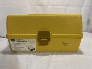 Vtg Fisher 3 Tray 23 Compartmental Tackle Box Sears 34405 Fishing Tools Portable - Picture 1 of 10