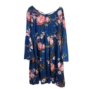 Vestido Moa Moa Azul Rosa Floral Boho Coqueto Forrado Talla 2X Boda Hada Femenino - Imagen 1 de 9