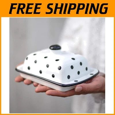 Suporte de manteiga elegante, cerâmica, branco/preto - Imagem 1 de 4