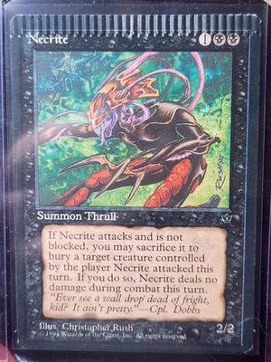 MTG Necrite Misprint Crimp Packaging Error Fallen Empires RARE *CCGHouse* - Image 1 of 4