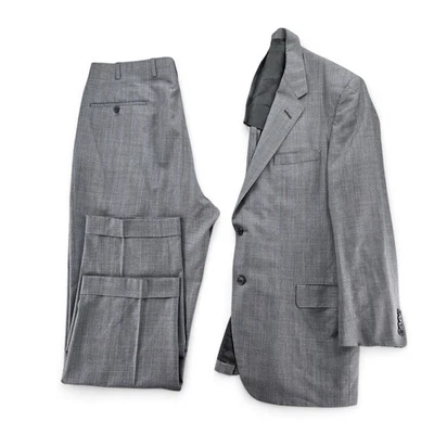 Oxxford Clothes Mens Gray Checkered Plaid Super 150s Wool Suit Set Blazer Pants - Image 1 of 4