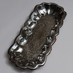 VTG Scalloped Edged Chrome Stainless Steel Serving Tray, English Butter Finish - Picture 1 of 13