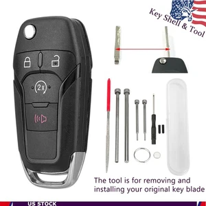 FLIP KEY REMOTE SHELL & BLADE TOOL FOR 2015-2022 FORD F150 F250 F350 164-R8134 - Picture 1 of 9