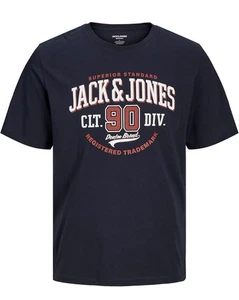 JACK & JONES Herren T-Shirt Plus + Passform Rundhals Kurzarm Logo Schwarz 1XL Neu mit Etikett - Bild 1 von 9