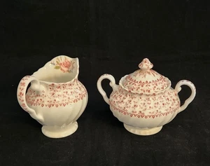 Juego de jarra y azucarero vintage Johnson Brothers rosa ramo crema - Imagen 1 de 10