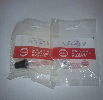Conjunto de vástago de pistón de cilindro Cox Tee Dee .051 NOS - Cabeza de bujía incandescente - TD 051 1/2A Foto 1 de 2