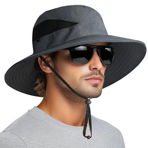 Sun Bucket Hats for Men Women 3” Wide Brim UPF 50+ Fishing & Beach Hat Darkgrey - Picture 1 of 8