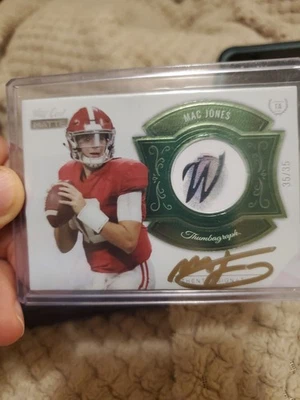 2021 Wild Card Matte Mac Jones Thumbgraph gold on card Auto rookie 35/35 Bookend - Image 1 of 4