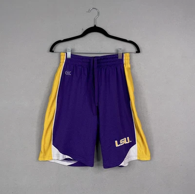 Pantalones Cortos LSU Tigers Para Hombres Pequeños Púrpura Dorado NCAA Universidad Baloncesto Malla Cordón Foto 1 de 4