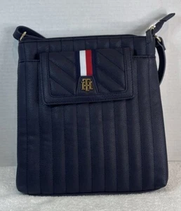 Borsa a tracolla Tommy Hilfiger in pelle sintetica blu nuova senza etichetta - Foto 1 di 17
