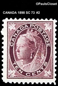 CANADA 1898 SC 73 QUEEN VICTORIA BROWN VIOLET 10¢ MLH OG #2 FINE/VERY FINE - Picture 1 of 2