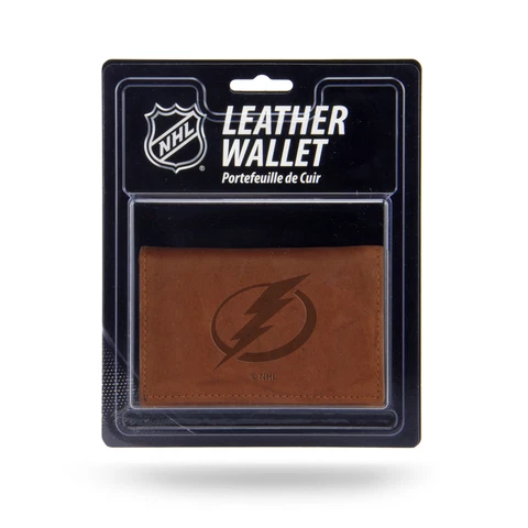 Tampa Bay Lightning NHL Embossed Brown Leather Trifold Wallet Cover