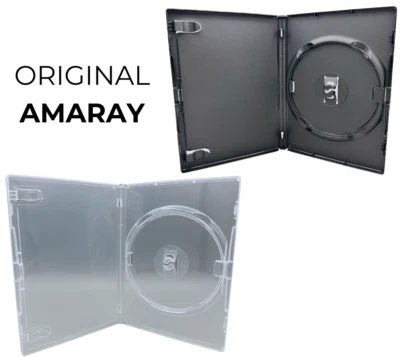1-50 Stk Original AMARAY DVD Leerhüllen Box Case 14mm schwarz o. transparent NEU - Bild 1 von 4