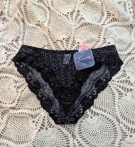 Lunaire Hicut Bikini Giraffe Print With Lace Size 7 Style 14033 Blue Black Sheer - Picture 1 of 6