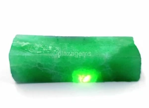 DYED 240 Ct EGL Certified Green Emerald Natural Slice Rough Loose Gemstone 4AUQ - Picture 1 of 8
