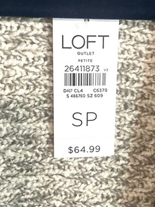 LOFT gray blend knit Open Cardigan Vest Sweater Long Pockets Small Women NWT - Picture 1 of 9