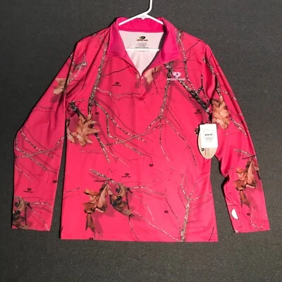 PINK Mossy Oak Light Weight Camo Women's 1/4 Zip Long Sleeve Large NEW   S2 - Image 1 of 4