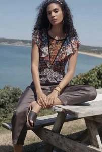 Bhanuni by Jyoti x Anthropologie Neda Beaded Blouse Mixed Print. Small - Picture 1 of 10