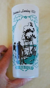 VTG 15oz Frosted Tumbler Drinking Glass Missouri Chouteau's Landing 1821 - Picture 1 of 11