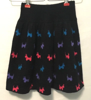 Knitwaves Skirt Girls Black Pink Purple Blue Scottish Terrier Dog Print Acrylic  - Image 1 of 4