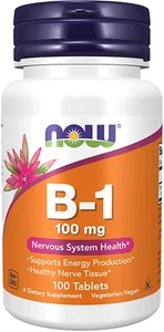 NOW Vitamin B1 Thiamin 100 mg Energy Production Nervous System Health 100 Tablet - Picture 1 of 8