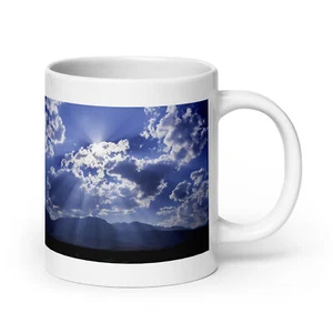 Coffee Mug with a Photo of Clouds, Sunrays | Eastern Sierras | White glossy mug - Picture 1 of 10