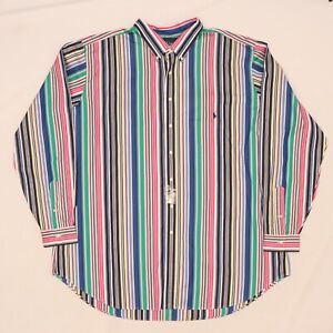 B9387 VTG Ralph Lauren Button Down Long Sleeve Rainbow Striped Shirt Size 4XLT