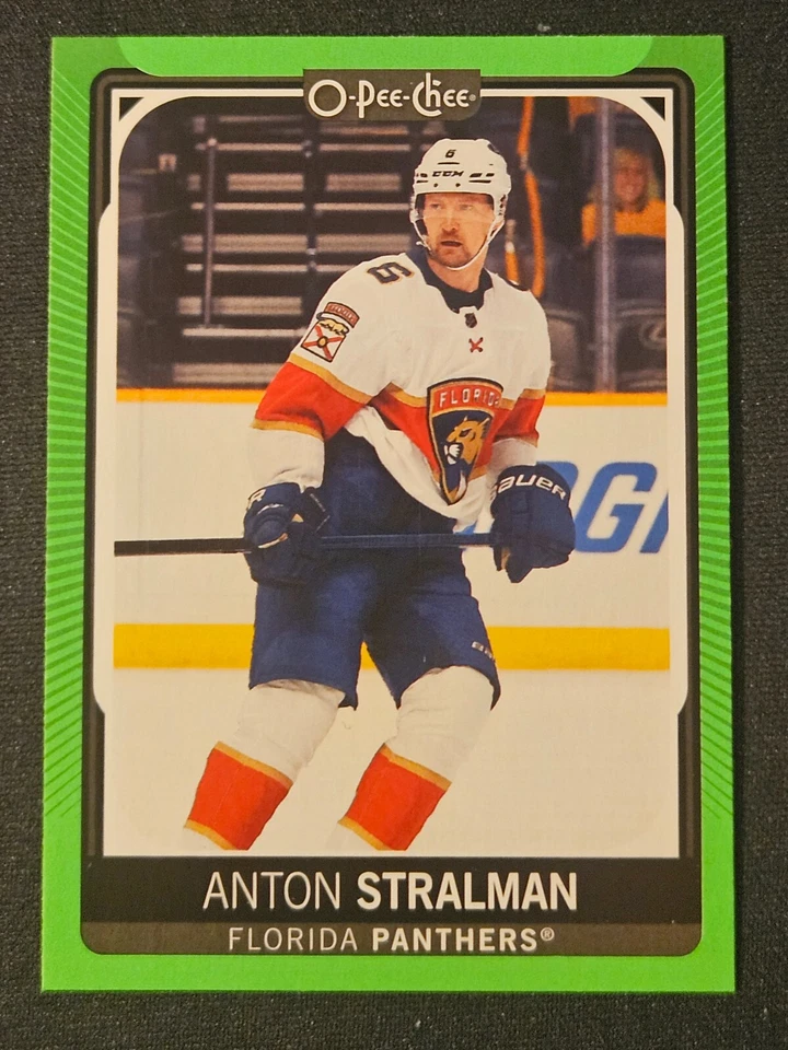 21-22 O-Pee-Chee Anton Stralman 🌈🌈🌈  Neon Green Border Variant #/50  - Image 1 of 3