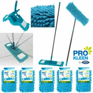 Extendable Flat Microfibre Floor Mop Super Absorbent Cleaning Replacement Heads - Picture 1 of 10