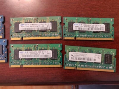 Lot of (6) 512MB PC2 DDR2 Sodimm Laptop Ram Used Working See Description for nfo - Image 1 of 4