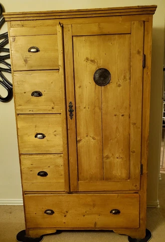 ANTIQUE ENGLISH PINE PRIMITIVE JELLY CUPBOARD Vtg CABINET Old PIE SAFE Armoire Cover