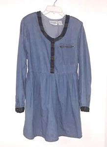 Oh! Mamma M long sleeve denim 100% cotton henley neckline pullover top - Bild 1 von 5