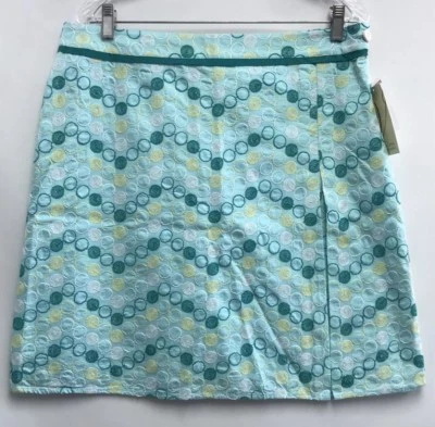 Falda Valerie Stevens para mujer talla 14 azul bordada círculos imitación abertura Foto 1 de 4