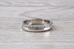 Chunky 4 mm Wide Full Circle Diamond set 18ct White Gold Band - Picture 1 of 8