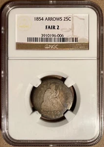 1854 NGC FAIR 2 - Liberty Seated Quarter with Arrows 25c - Picture 1 of 2