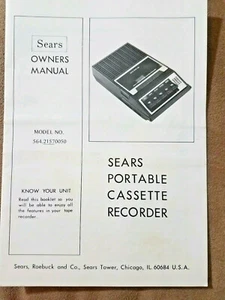 Sears PORTABLE CASSETTE RECORDER Owners Manual 564..21570050 8pg Prospekt - Bild 1 von 4