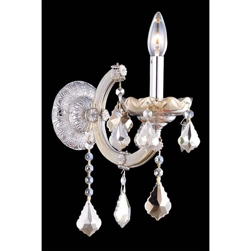 Elegant Lighting Maria Theresa Royal Crystal Golden Teak Wall Sconce