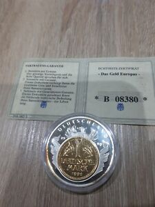 Medaille Das Geld Europas mit vergoldeter 1DM Münze 1990 inkl. Zertifikat