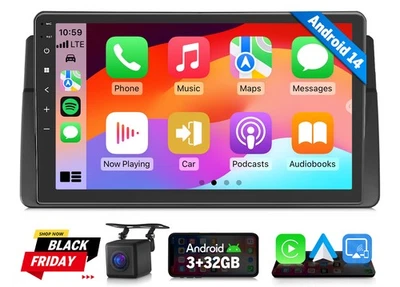 CAM+E46X7 Autoradio 9"IPS Android Auto 14 GPS Navi Apple CarPlay DSP für BMW E46 - Bild 1 von 4