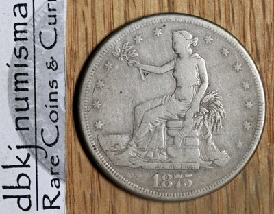 1875 CC - Dólar de plata comercial $1 - F - Fino dbkjB Foto 1 de 2