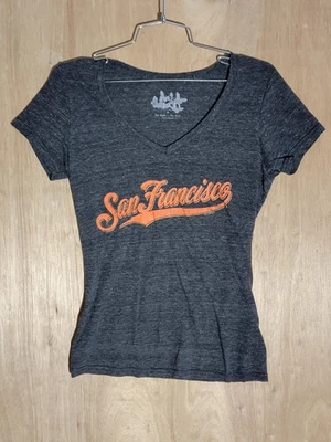 Women's Small V-Neck Graphic T-Shirt Gray San Francisco Print MLB Alyssa Milano - Image 1 of 4